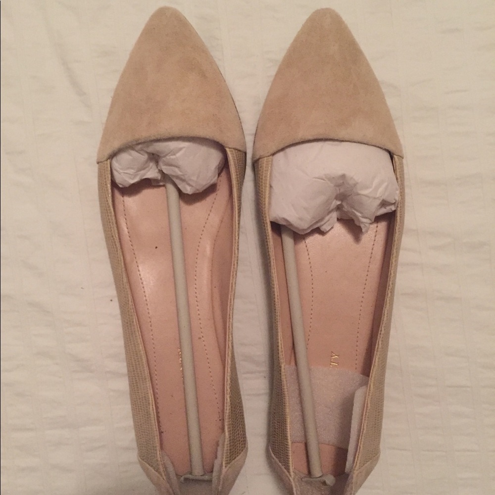 Tan Snakeskin Flats